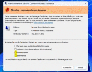 Message d'avertissement